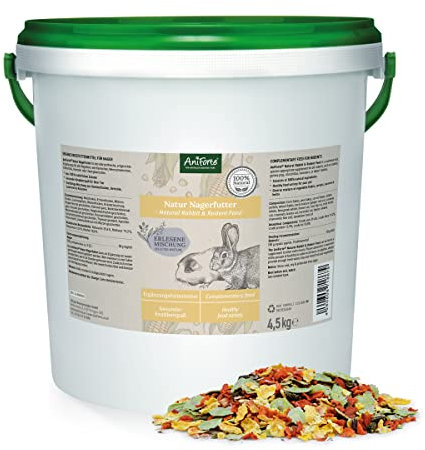 AniForte Natur Nagerfutter für Hamster, Meerschweinchen, Kaninchen, Nager 4,5kg - Artgerechtes Futter mit Gemüseflocken, Getreide, Luzerne und Kräutern - Ohne künstliche Zusätze