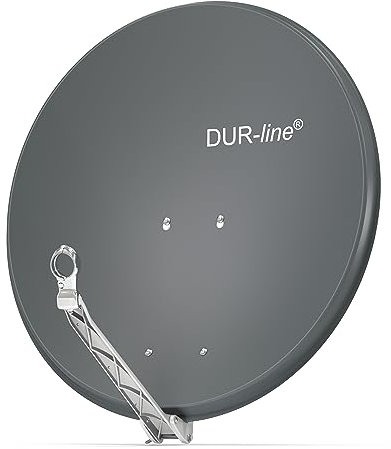 DUR-line Select 80cm Satellitenschüssel/Aluminium Sat-Reflektor [ 3X Test SEHR GUT *] / Anthrazit mit LNB-Halterung/Sturmsicher und leicht zu installieren/Rostfrei