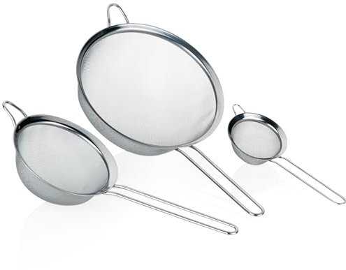 kela Küchensieb Profi, 3-teilig, Edelstahl 18/10, unterschiedliche Größen, 0,24 mm Maschenbreite, Aufhängeöse, langer Griff, 11074