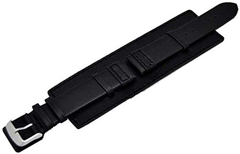 Uhrenarmband mit Unterlage 20mm schwarz Kalbleder Bern 4223