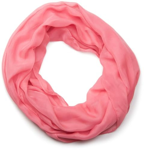 styleBREAKER leichter unifarbener Loop Schlauchschal | Sommerschal aus fließendem Material | Seidiges Halstuch für Damen & Herren | Weich, Luftig & Modisch | 77 x 46 cm, Farbe:Koralle-Light