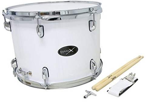 GEWA Marching Tenordrum, Marschtrommel 14 x 10, Holzkessel weiß, inkl. Trageriemen und Trommelstöcke