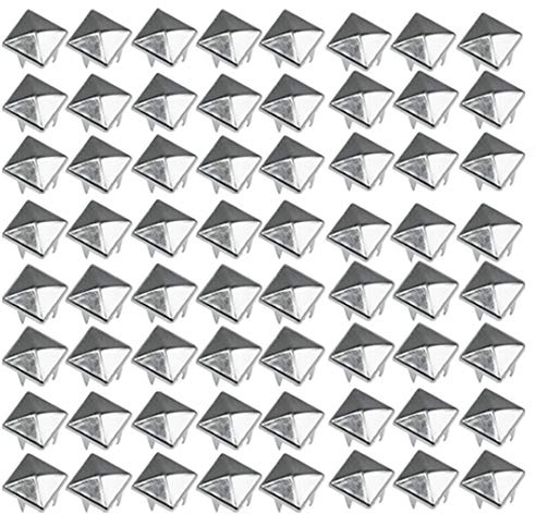 TRIXES 200 silverfärgade pyramidnitar 7 mm | Nickelpläterade nitar för väskor, bälten, kläder och accessoarer