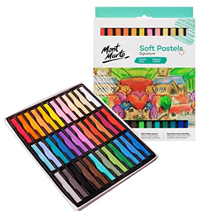 MONT MARTE Set di 36 pastelli, colori pastello, gessetti pastello, ideali per pittura colorata ed espressiva