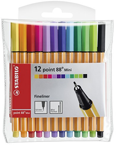 STABILO - Fineliner - point 88 Mini - 12er Pack - mit 12 verschiedenen Farben