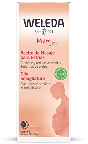 Weleda Olio smagliature, trattamento cosmetico pre-post gravidanza per inestetismi cutanei, con olio di mandorle, dermatologicamente testato (1x100 ml)
