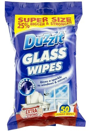 2 x Duzzit Glass Window Mirror Cleaning Wipes Pack Of 50