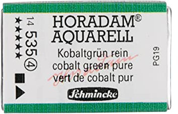 Schmincke – HORADAM® AQUARELL - feinste Künstler-Aquarellfarben, 535 Kobaltgrün rein, 14 535 043, 1/1 Näpfchen