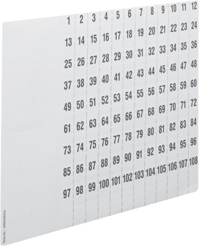 Hager ZZ90C Beschriftungsbögen,uniZ, Nummerier.1-108 (1Stk=1Satz m.10Stk)