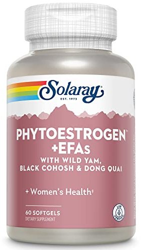 SOLARAY PhytoEstrogen Plus EFAs Menopause Support | Wild Yam, Black Cohosh, Evening Primrose & Borage | 60ct, 30 Serv.