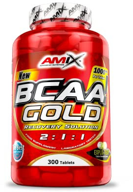 AMIX - BCCA Gold 300 Cápsulas - Favorece la Recuperación Muscular y Ayuda a Definir los Músculos - Aporta Aminoácidos Esenciales - BCAA Glutamina - BCAA en Cápsulas