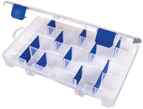 Flambeau Outdoors 4007 Tuff Tainer Fishing Tackle Box with Zerust Anti-Rust Dividers - Includes 12 Dividers, 24 Compartments, Clear Fishing Lure Organizer - 11 x 7.25 x 1.75