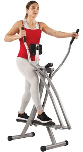 Sunny Health & Fitness SF-E902 Air Walk Crosstrainer Glider, LCD-Monitor, 100 kg max. Gewicht, 762 mm Schrittlänge, Hometrainer, Crosstrainer, Fitnesscomputer, zusammenklappbar, Schwarz, Einheitsgröße