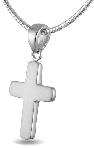 Damen Halskette mit Kreuz Anhänger aus 925 Sterling Silber mattiert AKD-S40