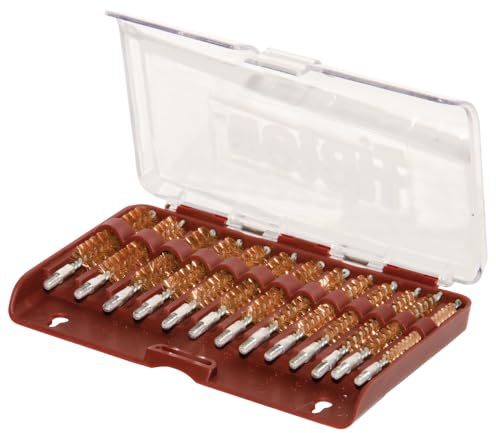 Tipton 13-Piece Bronze Bore Brush Set with Storage Case for Rifle Cleaning and Maintenance