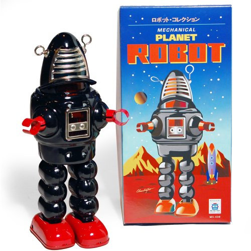 Watsons - Figura de metal, diseño de robot, estilo vintage, color negro