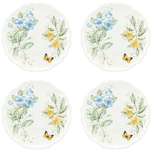 Lenox Butterfly Meadow Melamine Dinner Plates (Set of 4), White