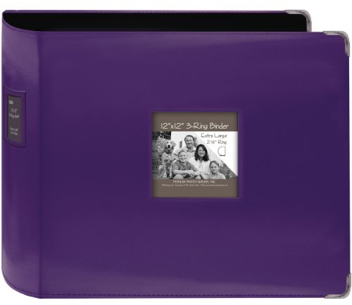 Pioneer Sewn Leatherette 3-Ring Binder 12X12-Bright Purple