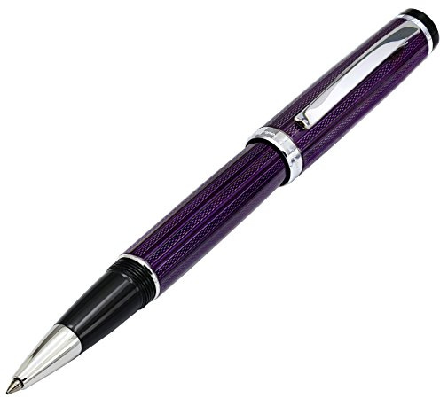 Xezo Incognito stylo roller, pointe fine. Laque violette superposée avec placage de platine pur. Fabriqué à la main, édition limitée, numéroté