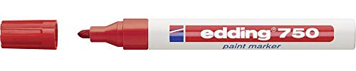 edding 750 Lackmarker - rot - 1 Stift - Rundspitze 2-4 mm - Lackstift zur Markierung und Beschriftung von Metall, Glas, Stein oder Kunststoff - hitzebeständig, permanent, wisch- und wasserfest