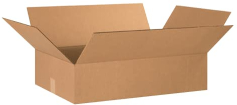 BOX USA 24166 Flat Corrugated Cardboard Box 24 L x 16 W x 6 H, Kraft, For Shipping, Packing and Moving (Pack of 20)