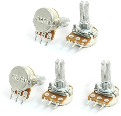 uxcell Top Adjustment Single Turn Knurled Shaft Potentiometer 10K Ohm 5pcs