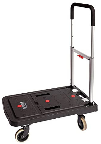 Magnacart Faltbarer Plattformwagen - Tragfähigkeit bis zu 137KG - Anti-Rutsch-Plattform - 67,5 x 41 x 92 cm - Schwarz/Rot/Grau
