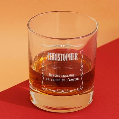 CADEAUX.COM - Verre à Whisky Tumbler Personnalisable 30cl - Idée Cadeau Avec Prénom Et Message - Fête des Grands-Pères, Saint-Valentin, Papy