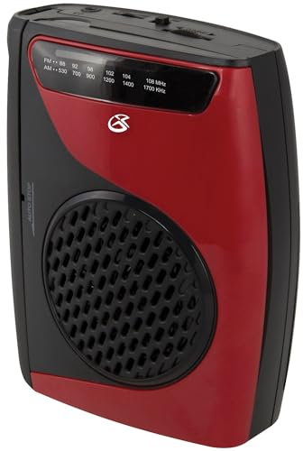 GPX CAS337 Tragbarer Kassettenspieler mit AM/FM-Radio/Sprachaufzeichnung (Rot/Schwarz)