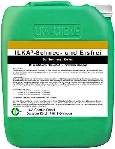 ILKA® - Schnee- und Eisfrei flüssig | 10ltr | Auftausalz-Ersatz, Winterstreu, Taumittel mit Langzeitwirkung für ca. 10 – 100 m²/L je nach Schnee- oder Eisschichtdicke
