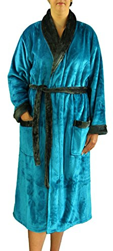 Gözze – unisex badrock/morgonrock med sjalkrage, sidenkänsla, 100% mikrofiber, 330 g/m², storlek XL – bensin