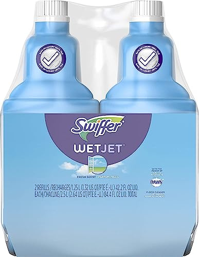 Swiffer Wetjet Hardwood Floor Mopping and Cleaning Solution Refills, All Purpose Cleaning Product, Open Window Fresh Scent, 1.25 Liter, 2 Pack (Packaging may vary)