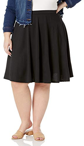 Star Vixen womens Ponte Stretch Knit Full Midi-length Skater skirts, Black, 3X-Large US