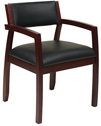 Office Star NAP95MAH-EC3 Napa Black Bonded Leather Seat and Back Guest Chair, Mahogany