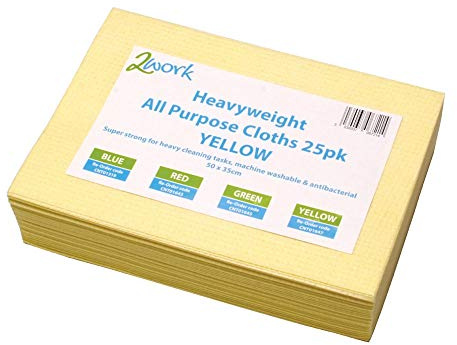 2Work Heavyweight All Purpose Cloth 500x350mm Yellow (Pack of 25) CNT01647