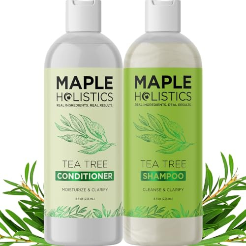 Tea Tree Shampoo and Conditioner - Australian Tea Tree Oil Scalp Exfoliator and Clarifying Shampoo for Greasy Hair - Sulphate Free for Dry Damaged Hair - 236 ml