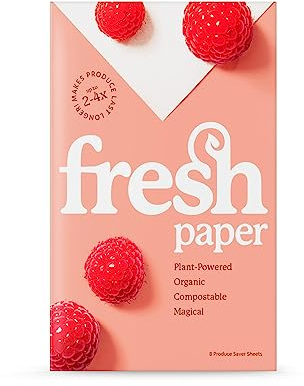 FRESHPAPER Keeps Fruits & Vegetables Fresh for 2-4x Longer, 8 Reusable Food Saver Sheets for Produce (1 Pack), Made in the USA by The FRESHGLOW Co