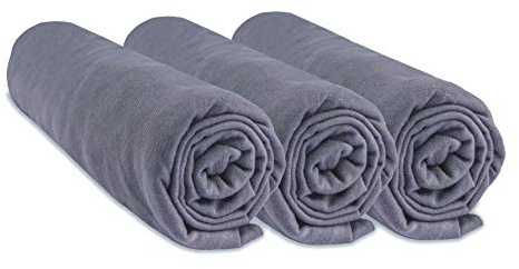 Spannbettlaken, Jersey, Baumwolle, 40 x 80 cm, erweiterbar auf 40 x 90 cm, Grau, 3 Stück