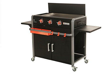 BRASERO - Plancha Lola sur Chariot équipé 3 Feux à gaz - Jusqu'à 12 convives - Surface de Cuisson 68,5 x 35,50 cm - 7,2 KW Récupérateur de Graisse