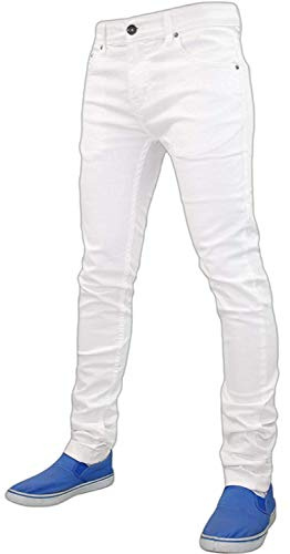 True Face Mens Jeans Skinny Denim Pants Stretch Fit Trouser Zip Fly Elasticated Cotton Bottoms Casual Wear 5 Pockets All Waist & Leg Sizes in Blue, Grey White, Black