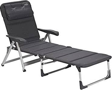 Crespo AL/233-DL-40 – Chaise Longue avec Bras 6 Positions et Oreiller, Pieds renforcés, Couleur Gris Anthracite