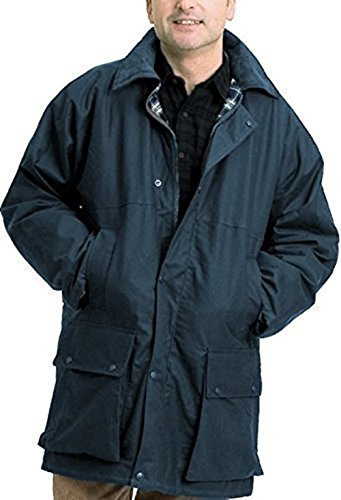 Countrywear Veste matelassée matelassée en coton ciré pour homme avec capuche Doublure à carreaux, bleu marine, 5XL