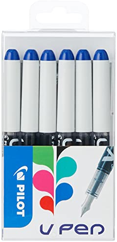 Pilot V Pen Disposable Fountain Pen - Blue, Pack of 6