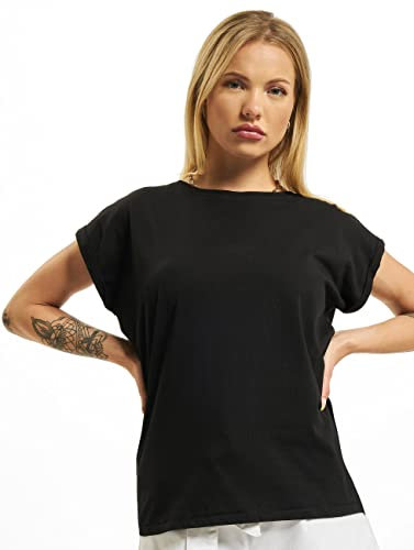 Urban Classics Damen T-Shirt Ladies Extended Shoulder Tee, T-Shirt mit überschnittenen Schultern, aus Baumwolle, erhältlich in vielen Farben, Black, L