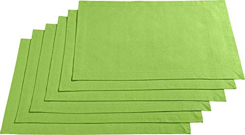 REDBEST Tischset, Platzset, Untersetzer Uni 6er-Pack Seattle, 100% Baumwolle apfelgrün Größe 30x45 cm - Robustes, glattes Gewebe, mit hochwertigem Kuvertsaum