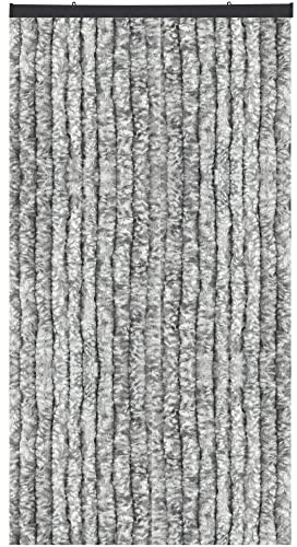 Arsvita Flauschvorhang, Chenille Vorhang, Insektenschutz für den Sommer Extrabreit, Auswahl: 140x220 Meliert hellgrau - weiß