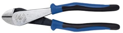 Klein Tools Seitenschneider, abgewinkelte Zange für kleine Flächen, 20,3 cm, robuste Zange, schneidet ACSR und mehr J2000-48, Blau/Schwarz