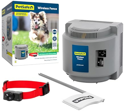 PetSafe Original Wireless Electric Fence for Dogs, Portable for Travel Covers Up to 1/2 Acre, Waterproof Collar for Pets 8lb+ with Tone/Static (Gray), from the Parent Company of Invisible Fence Brand
