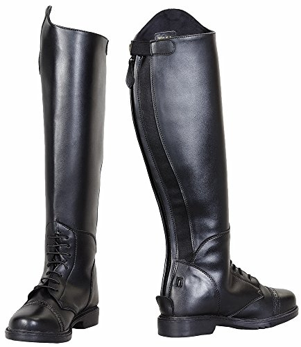 TuffRider Children's Starter Back Zip Field Boots in Synthetic Leather, Black, 3 Regular Wide
