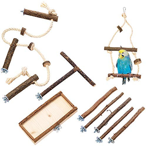 Vogelgaleria® 9 teiliges Vogelkäfig Zubehör Set für Wellensittich & Co. Für die besondere artgerechte Vogelhaltung